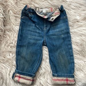 Burberry Denim Blue Jeans with Nova Check Cuffs - Size 18 months